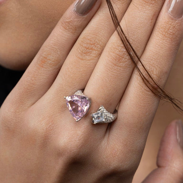 Pink Blossom Dual-Stone Ring