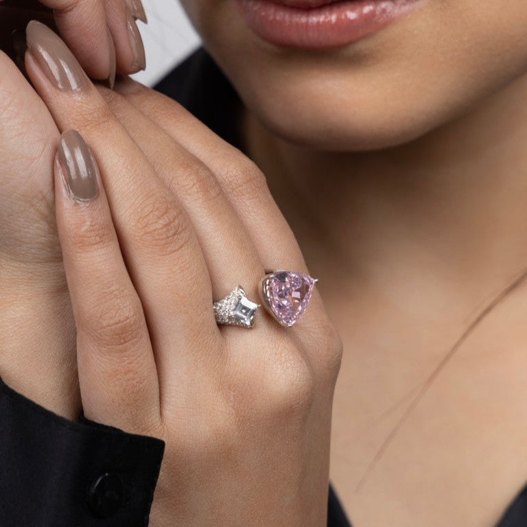 Pink Blossom Dual-Stone Ring