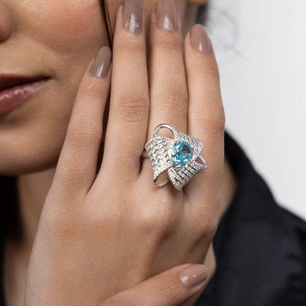 Azure Wave Statement Ring