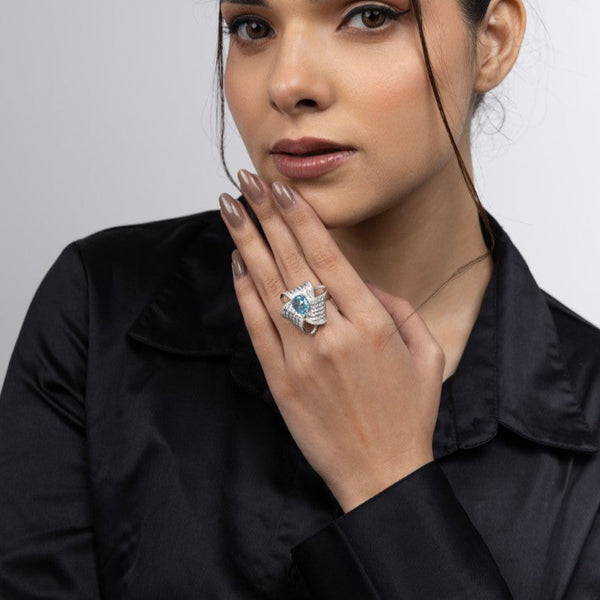 Azure Wave Statement Ring