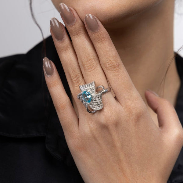 Azure Wave Statement Ring
