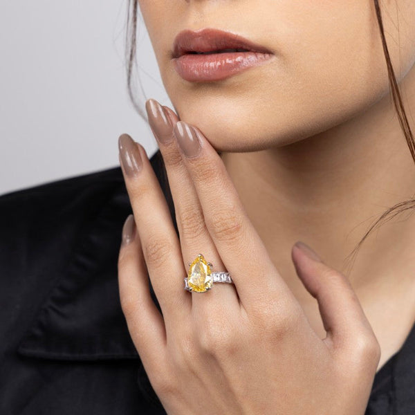 Golden Radiance Pear-Cut Ring