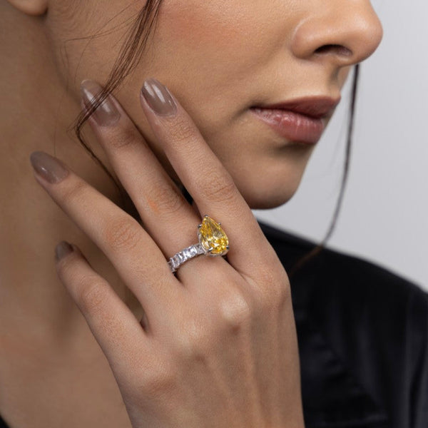 Golden Radiance Pear-Cut Ring
