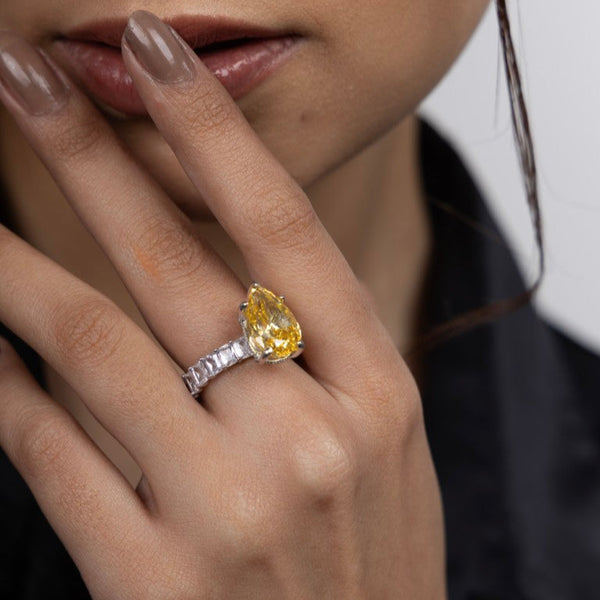 Golden Radiance Pear-Cut Ring