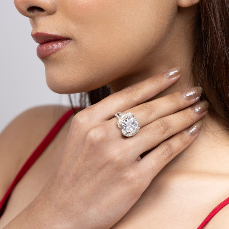 Radiant Cushion Halo Ring