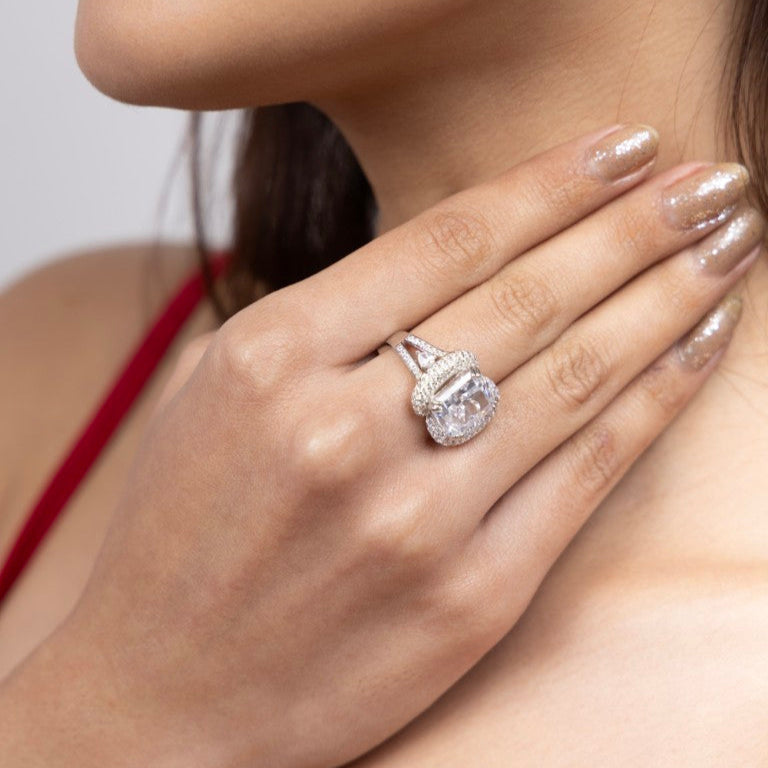 Radiant Cushion Halo Ring