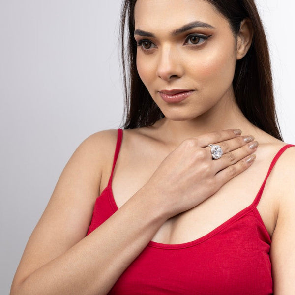 Radiant Cushion Halo Ring