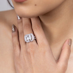 Radiant Cushion Halo Ring