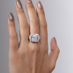 Radiant Cushion Halo Ring