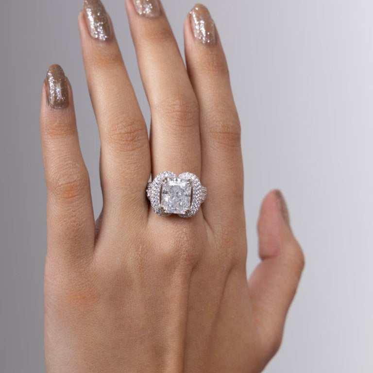 Radiant Cushion Halo Ring