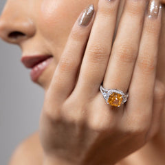 Amber Glow Cushion Halo Ring