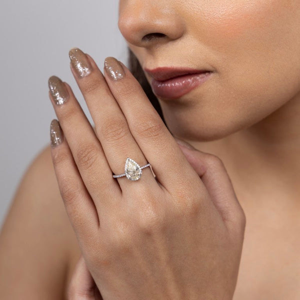 Radiant Pear Halo Ring