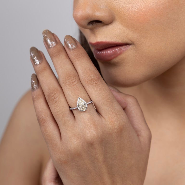 Radiant Pear Halo Ring