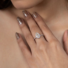 Radiant Pear Halo Ring