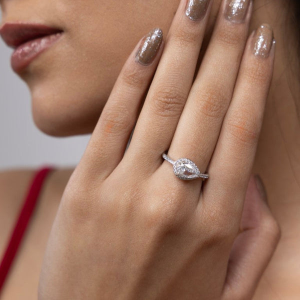 Radiant Pear Halo Ring