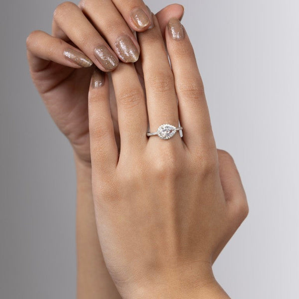 Radiant Pear Halo Ring