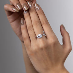Radiant Pear Halo Ring