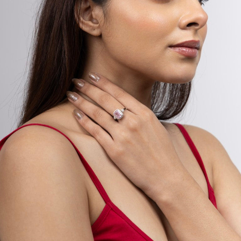 Blush Radiance Halo Ring