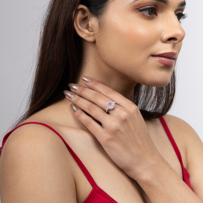 Blush Radiance Halo Ring