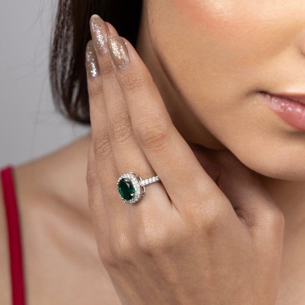 Radiant Emerald Halo Ring