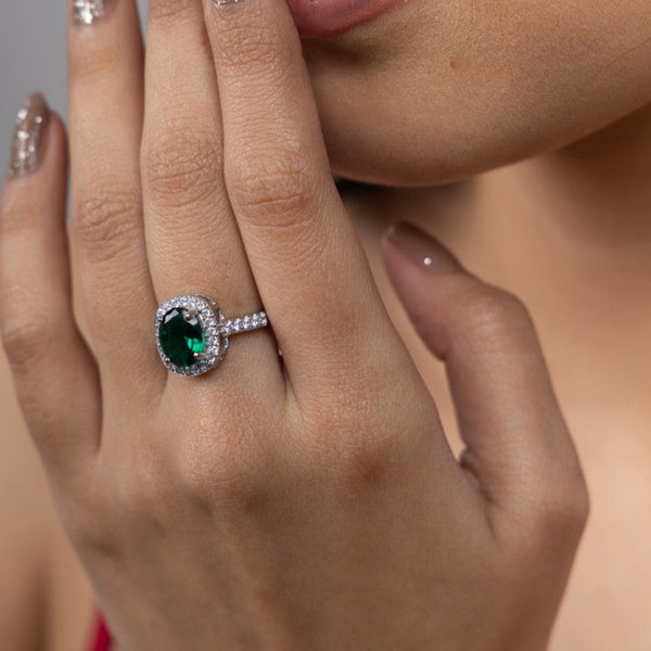 Radiant Emerald Halo Ring