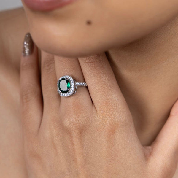 Radiant Emerald Halo Ring