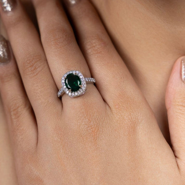 Radiant Emerald Halo Ring