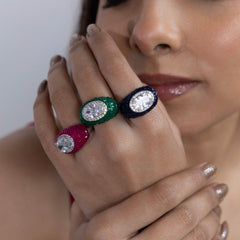 Scarlet Glow Oval Statement Ring