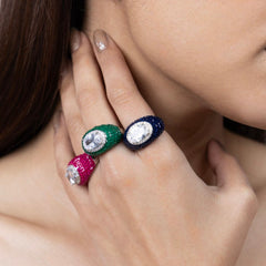 Emerald Allure Oval Statement Ring
