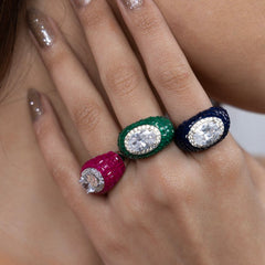Scarlet Glow Oval Statement Ring