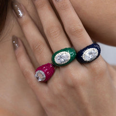 Emerald Allure Oval Statement Ring