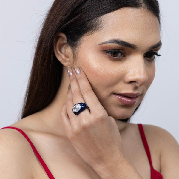 Midnight Sapphire Oval Ring
