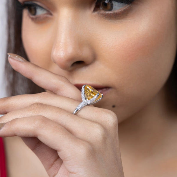 Golden Embrace Trillion-Cut Ring