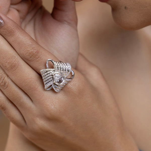 Celestial Swirl Statement Ring