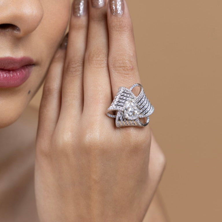 Celestial Swirl Statement Ring