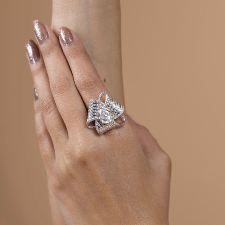 Celestial Swirl Statement Ring