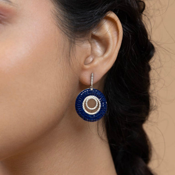 Sapphire Silver Hoop Earrings