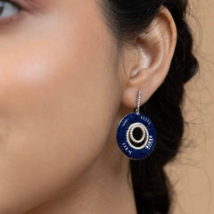 Sapphire Silver Hoop Earrings