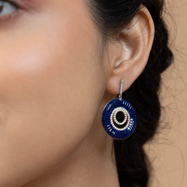 Sapphire Silver Hoop Earrings