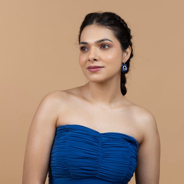 Sapphire Silver Hoop Earrings