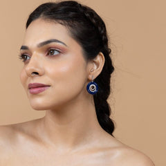 Sapphire Silver Hoop Earrings