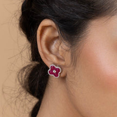 Blossom Pink Clover Stud Earrings