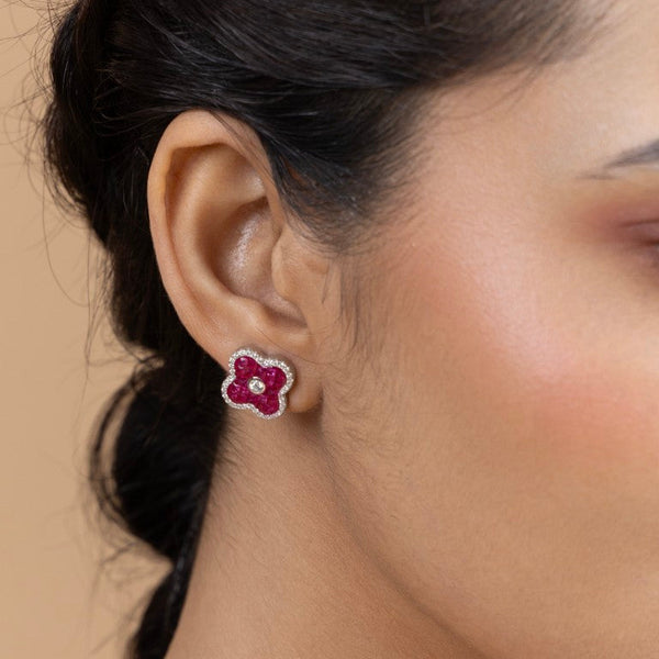 Blossom Pink Clover Stud Earrings