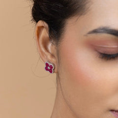 Blossom Pink Clover Stud Earrings