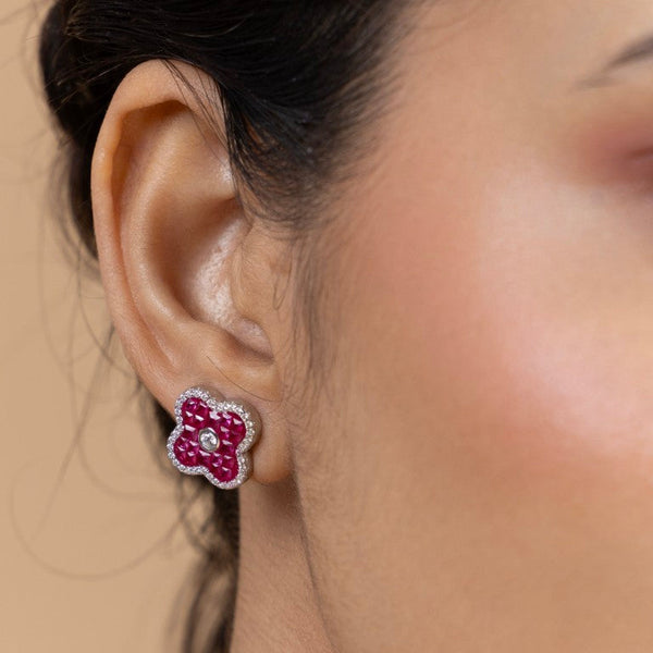 Blossom Pink Clover Stud Earrings