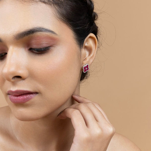 Blossom Pink Clover Stud Earrings