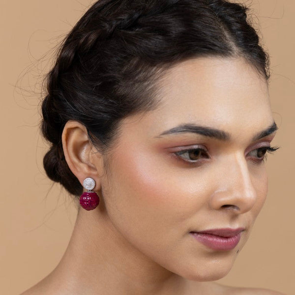 Dazzling Red Globe Drop Earrings