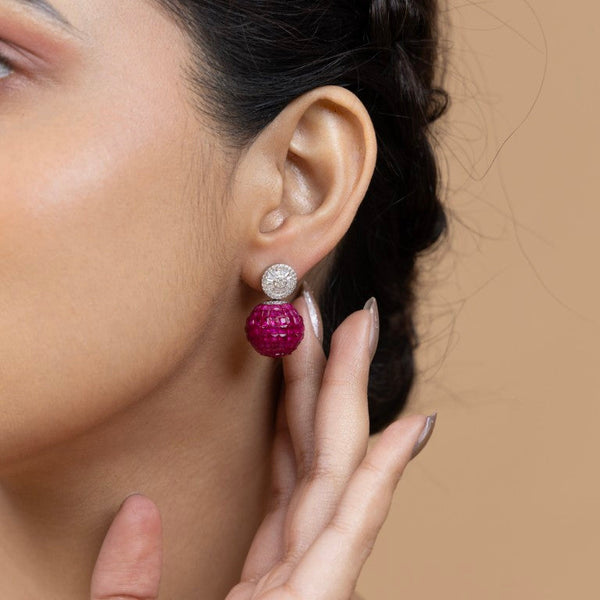 Dazzling Red Globe Drop Earrings