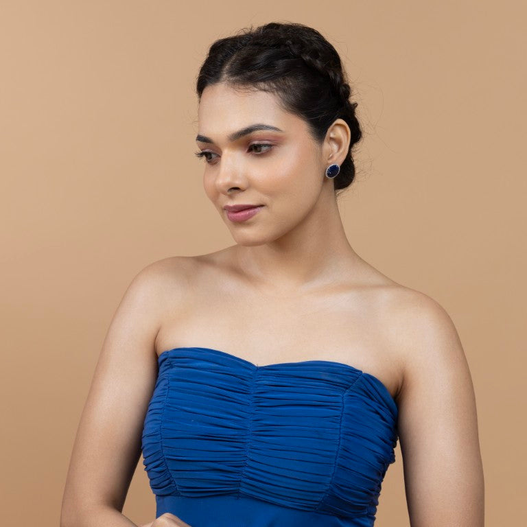 Elegant Navy Blue Round Stud Earrings