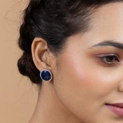 Elegant Navy Blue Round Stud Earrings